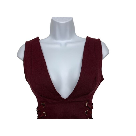 Iris Women's size S Maroon Bodycon Lace It Sideways Dress Stretch Nightclub Sexy - Picture 4 of 12